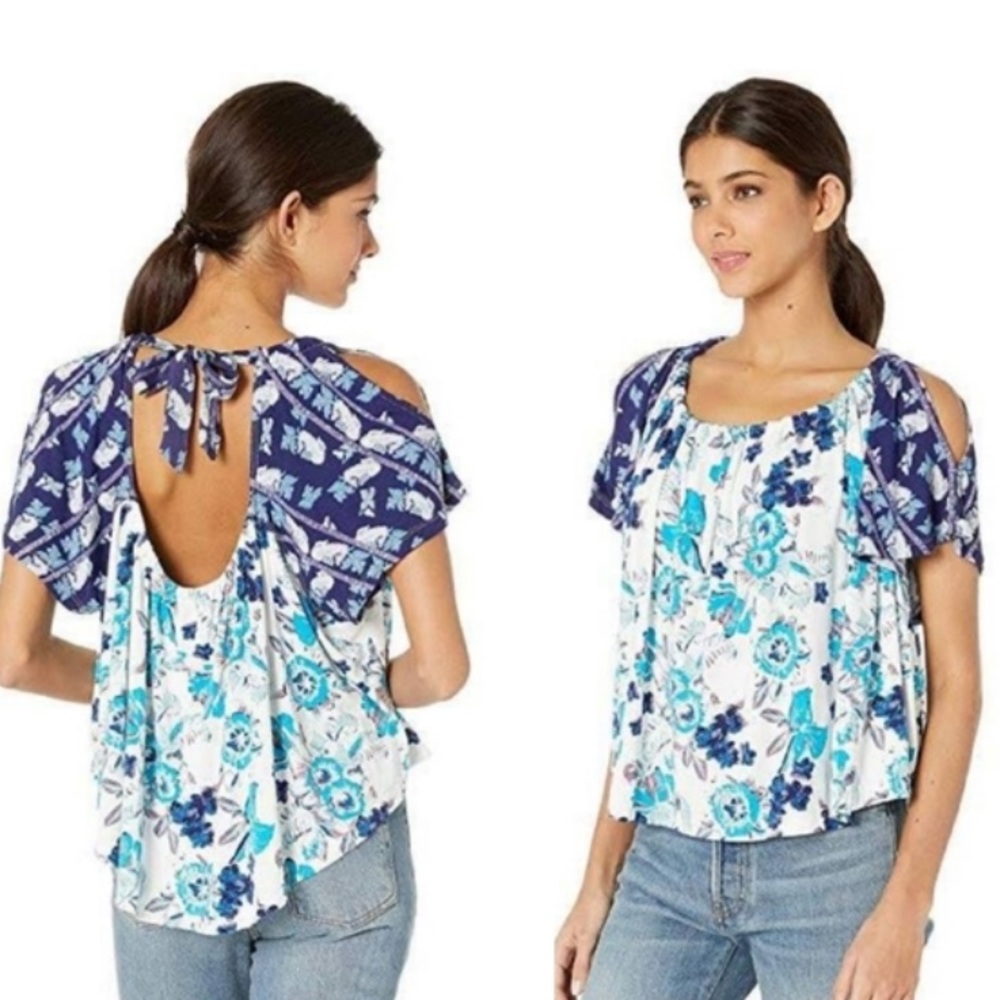 Free people floral cold shoulder top